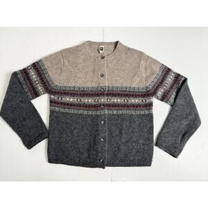 Smart Set 100% Shetland Wool Cardigan Sweater ~ M ~ FLAW
